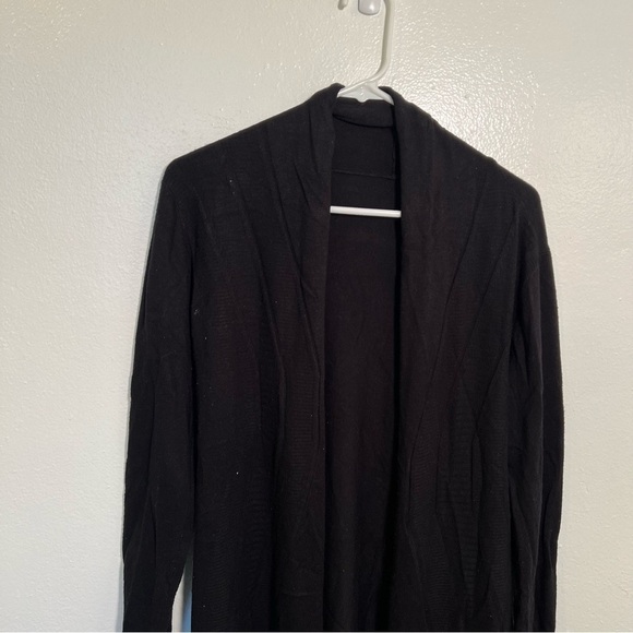 Sioni Open Front Draped Waterfall Cardigan Black - Picture 2 of 9